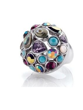 Lia Sophia Multicolor crystal silver Dome Ring